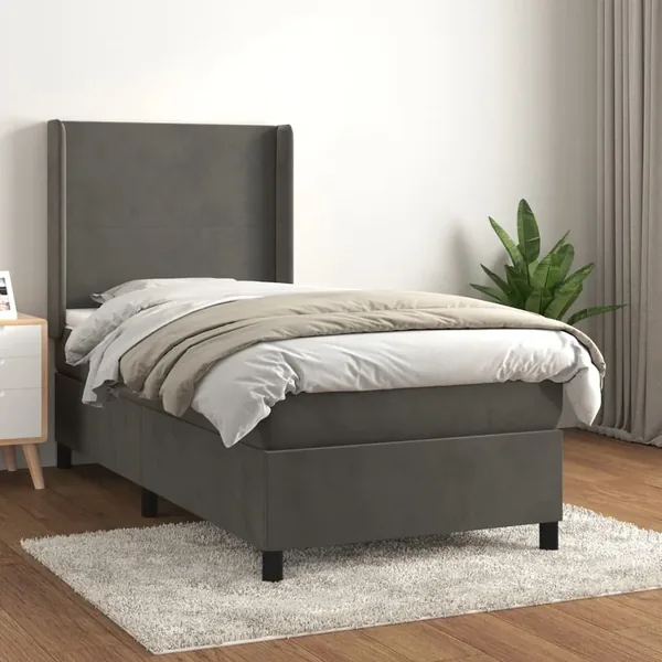 Sommier à lattes de lit avec matelas Gris foncé 100x200 cm