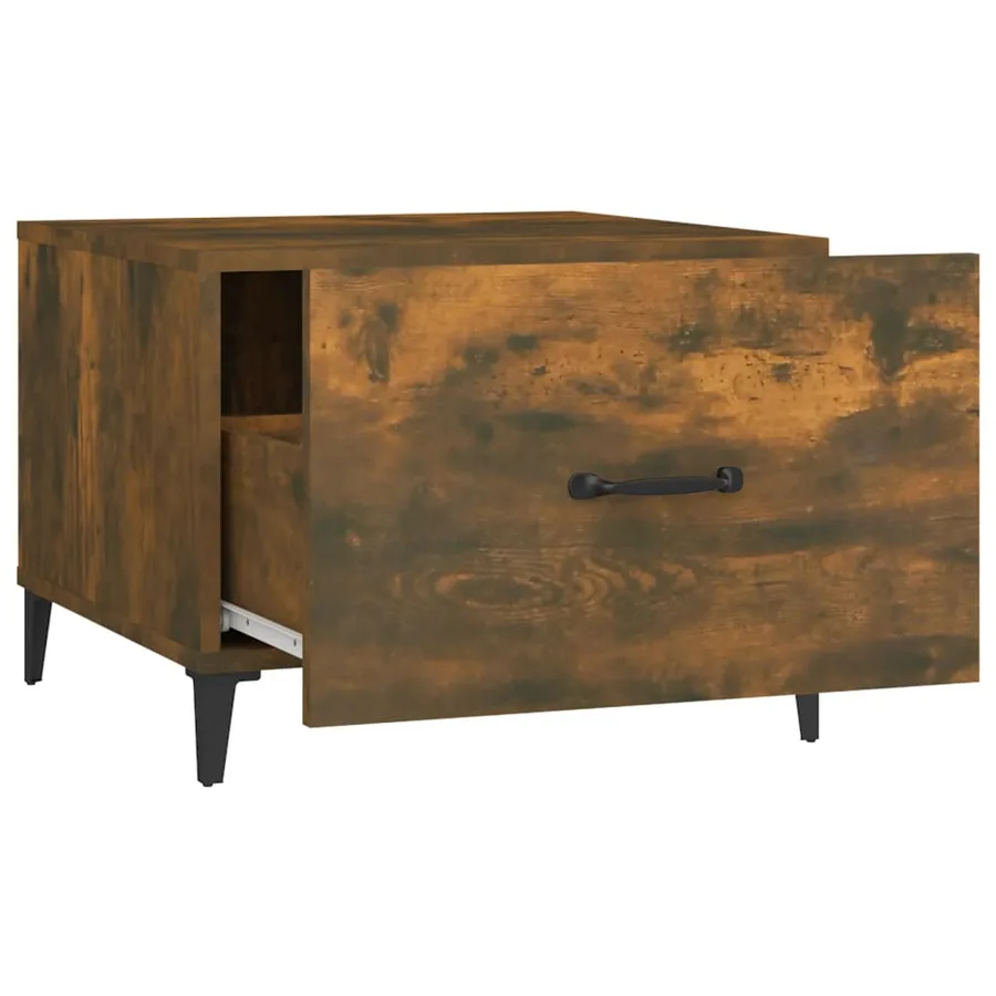Table basse avec pieds en métal Chêne fumé 50x50x40 cm - 8