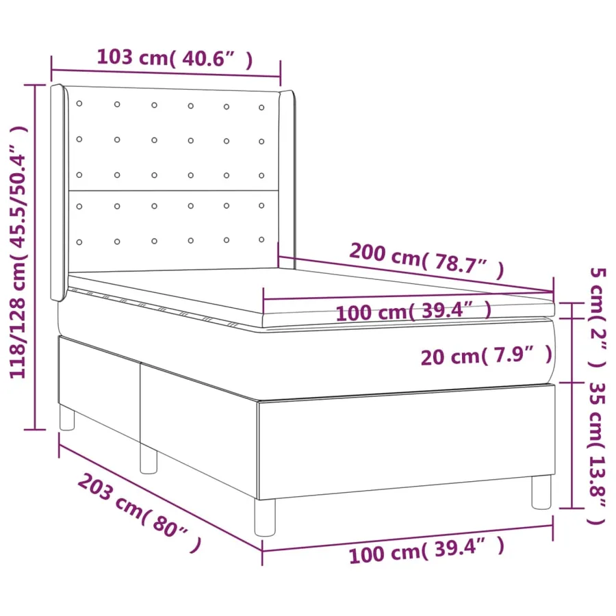 Sommier à lattes de lit avec matelas Cappuccino 100x200 cm - 7