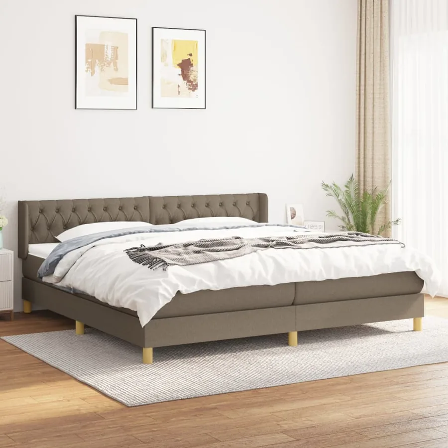 Sommier à lattes de lit avec matelas Taupe 200x200 cm Tissu