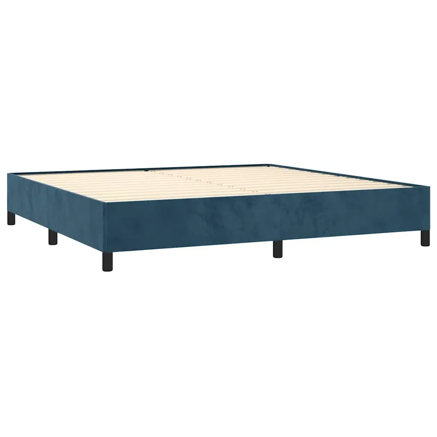 Sommier à lattes de lit et matelas Bleu foncé 200x200cm Velours - 4