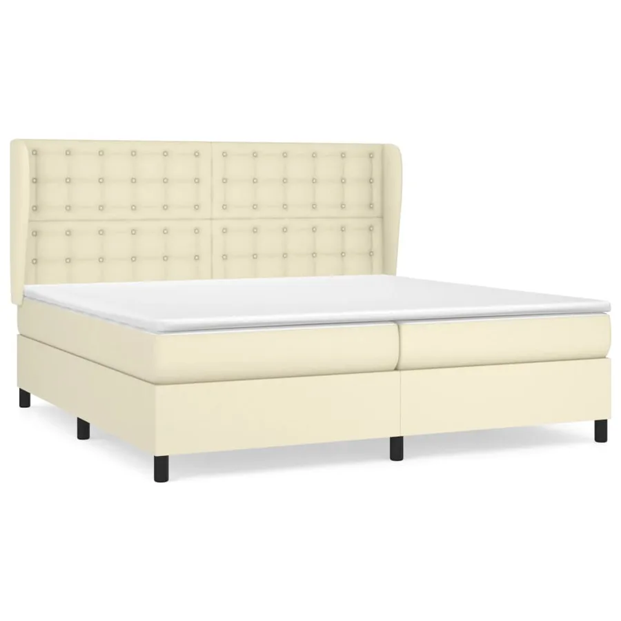 Sommier à lattes de lit avec matelas Crème 200x200cm Similicuir - 2
