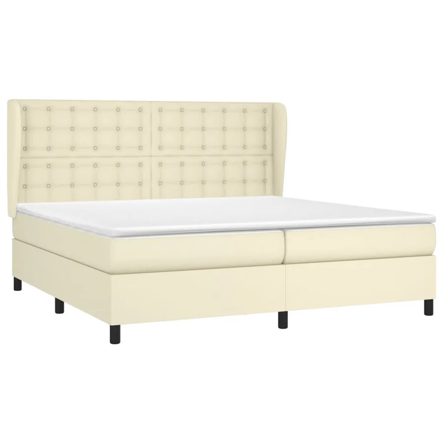 Sommier à lattes de lit avec matelas Crème 200x200cm Similicuir - 3