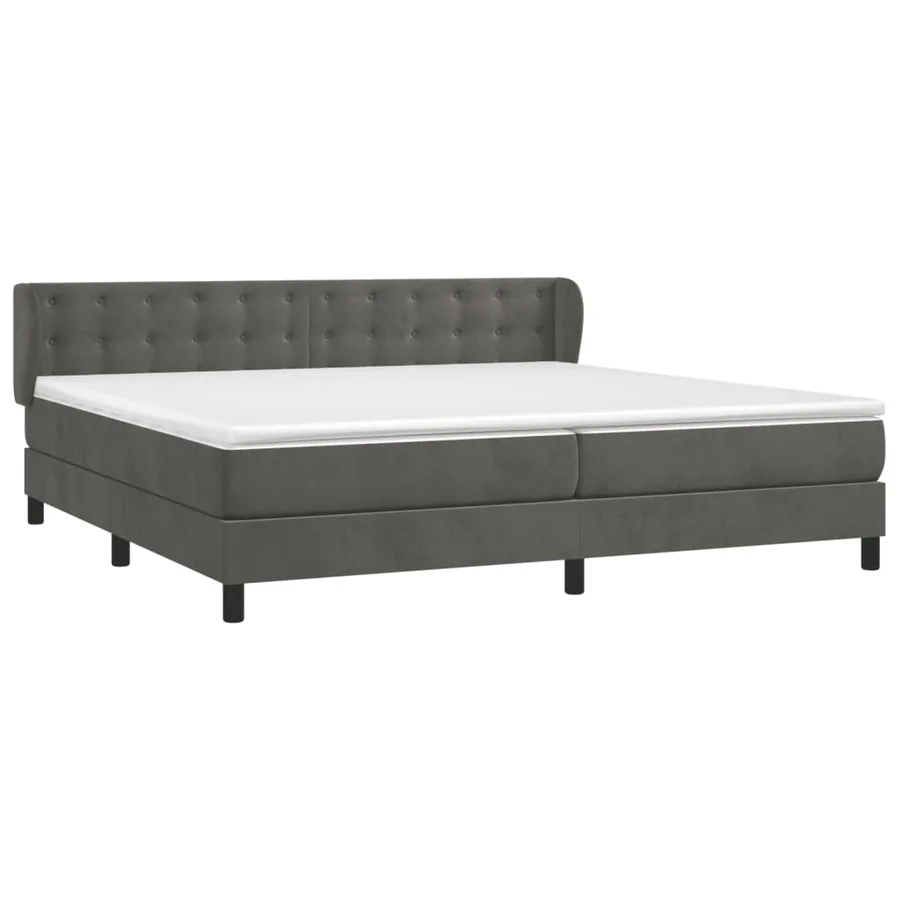 Sommier à lattes de lit et matelas Gris foncé 200x200cm Velours - 3