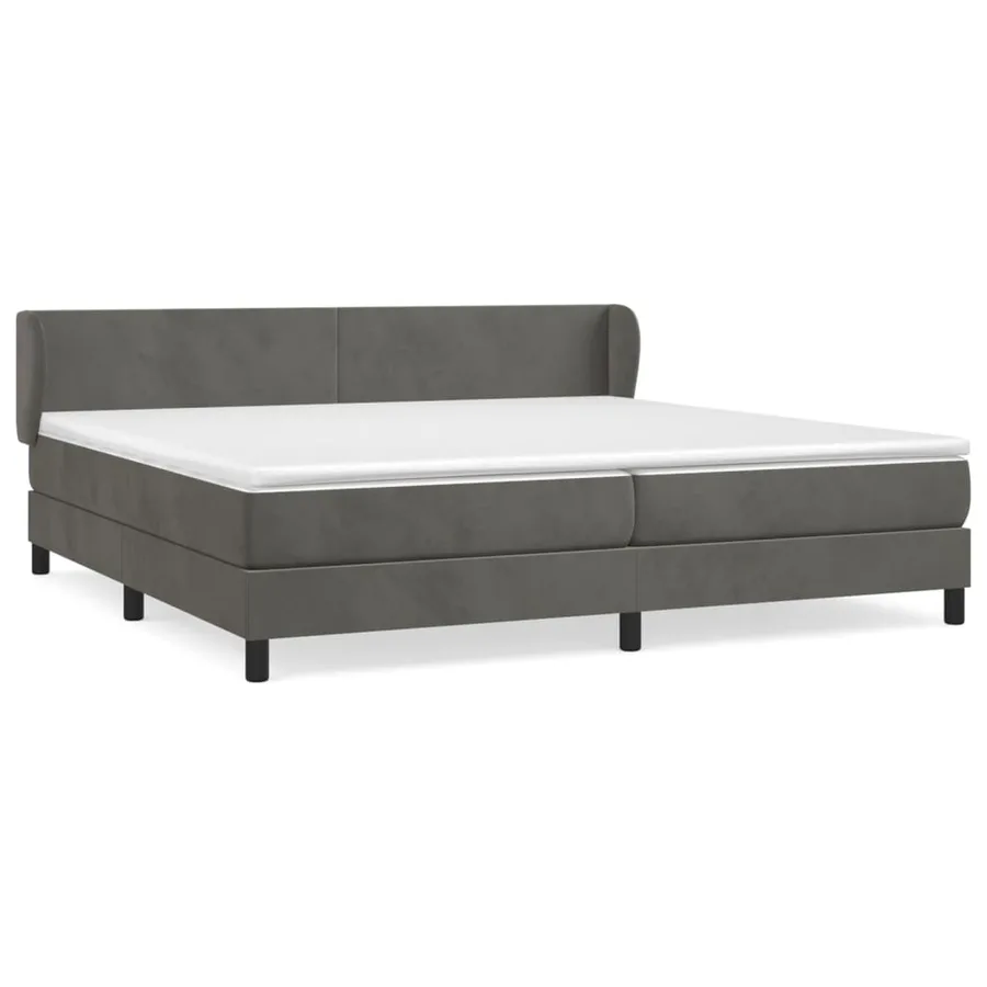 Sommier à lattes de lit et matelas Gris foncé 200x200cm Velours - 2