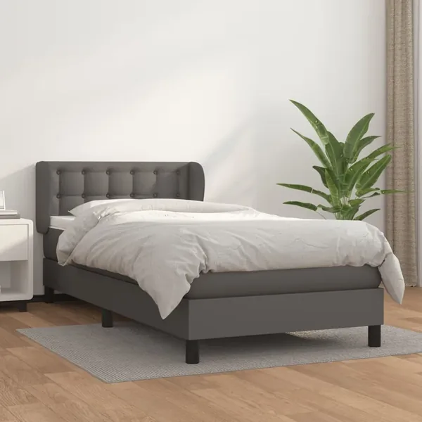 Sommier à lattes de lit avec matelas Gris 80x200 cm Similicuir