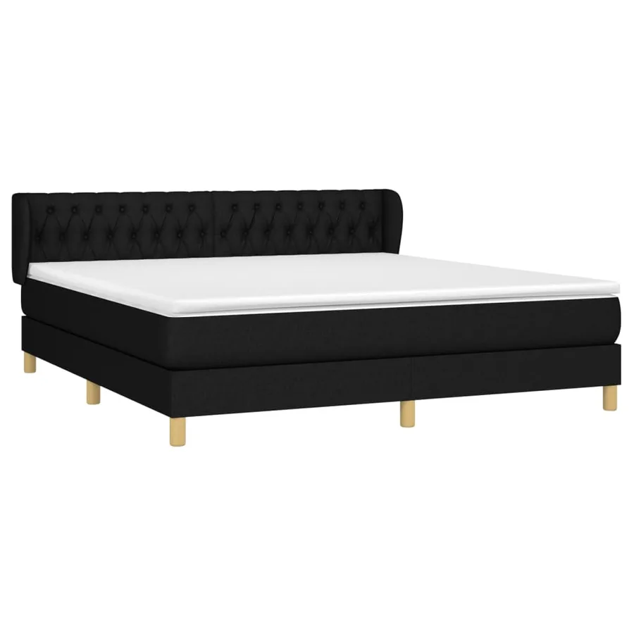 Sommier à lattes de lit avec matelas Noir 180x200 cm Tissu - 3