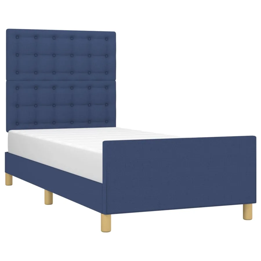 Cadre de lit sans matelas avec tête de lit bleu 90x190cm tissu - 3