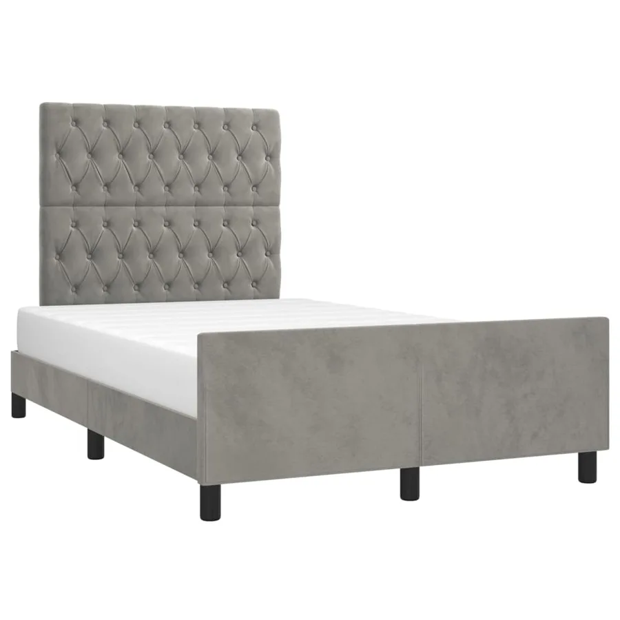 Cadre de lit sans matelas gris clair 120x200 cm velours - 3