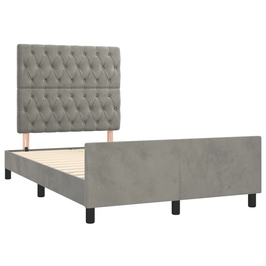 Cadre de lit sans matelas gris clair 120x200 cm velours - 4