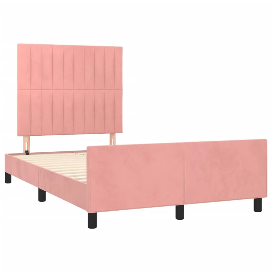 Cadre de lit sans matelas rose 120x200 cm velours - 4