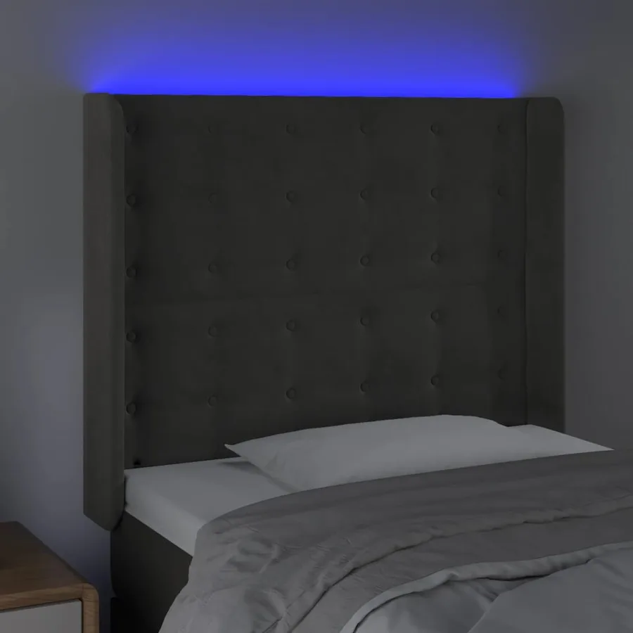 Tête de lit à LED Gris foncé 103x16x118/128 cm Velours - 4