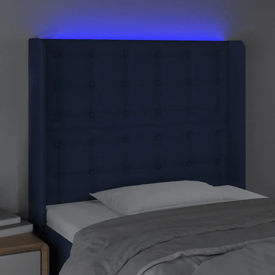 Tête de lit à LED Bleu 83x16x118/128 cm Tissu - 4