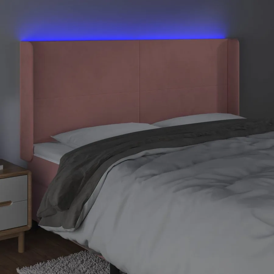 Tête de lit à LED Rose 203x16x118/128 cm Velours - 4