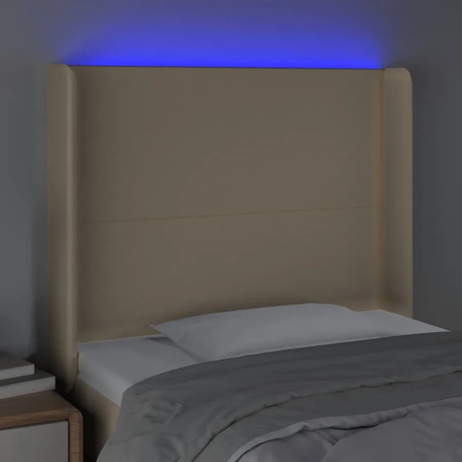 Tête de lit à LED Crème 93x16x118/128 cm Tissu - 4