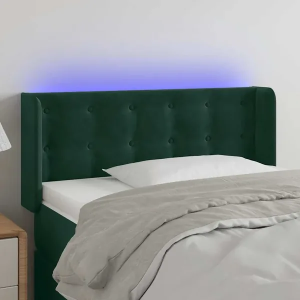 Tête de lit à LED Vert foncé 103x16x78/88 cm Velours
