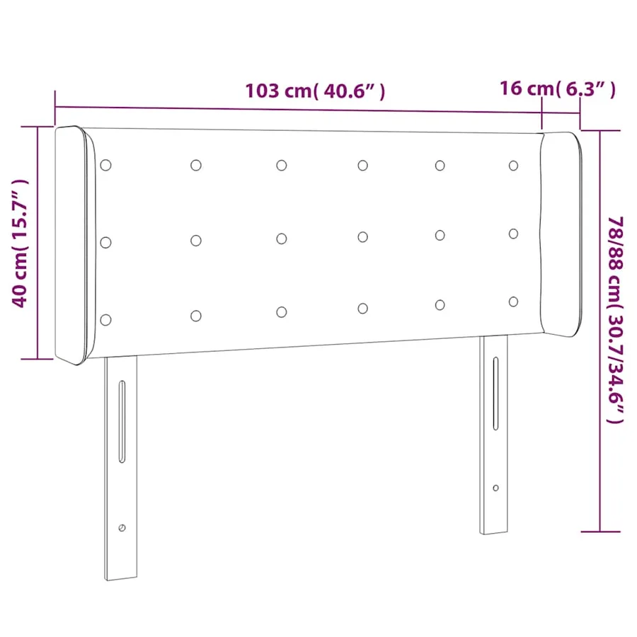 Tête de lit à LED Vert foncé 103x16x78/88 cm Velours - 7