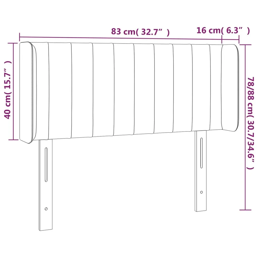 Tête de lit à LED Rose 83x16x78/88 cm Velours - 6