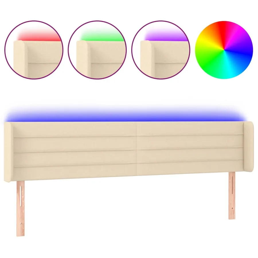 Tête de lit à LED Crème 183x16x78/88 cm Tissu - 2