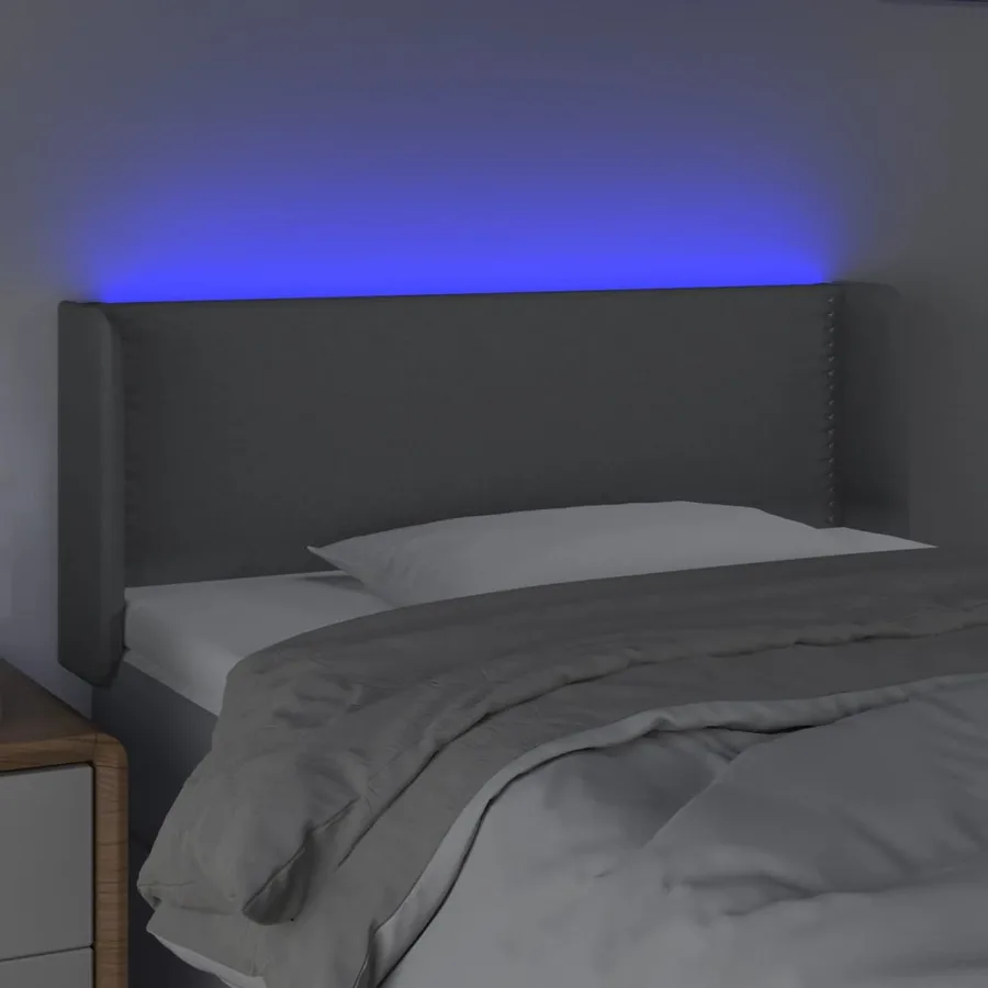 Tête de lit à LED Gris clair 83x16x78/88 cm Tissu - 4