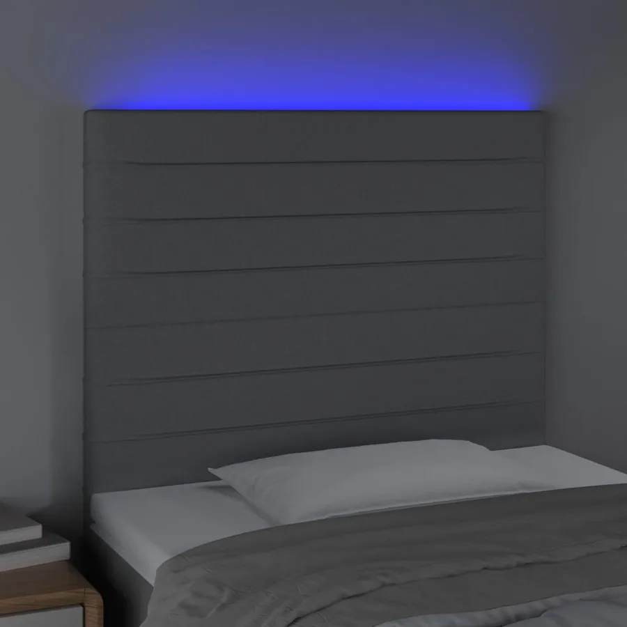 Tête de lit à LED Gris clair 80x5x118/128 cm Tissu - 3