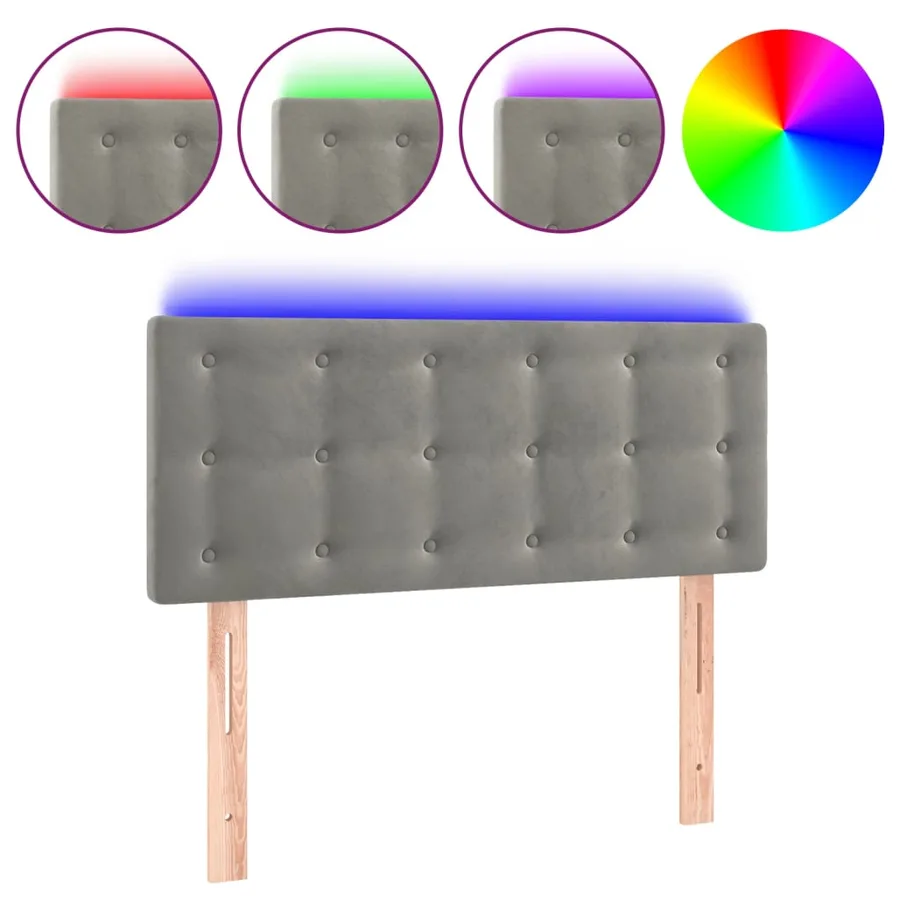 Tête de lit à LED Gris clair 80x5x78/88 cm Velours - 2