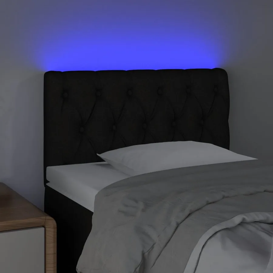 Tête de lit à LED Noir 80x7x78/88 cm Tissu - 3