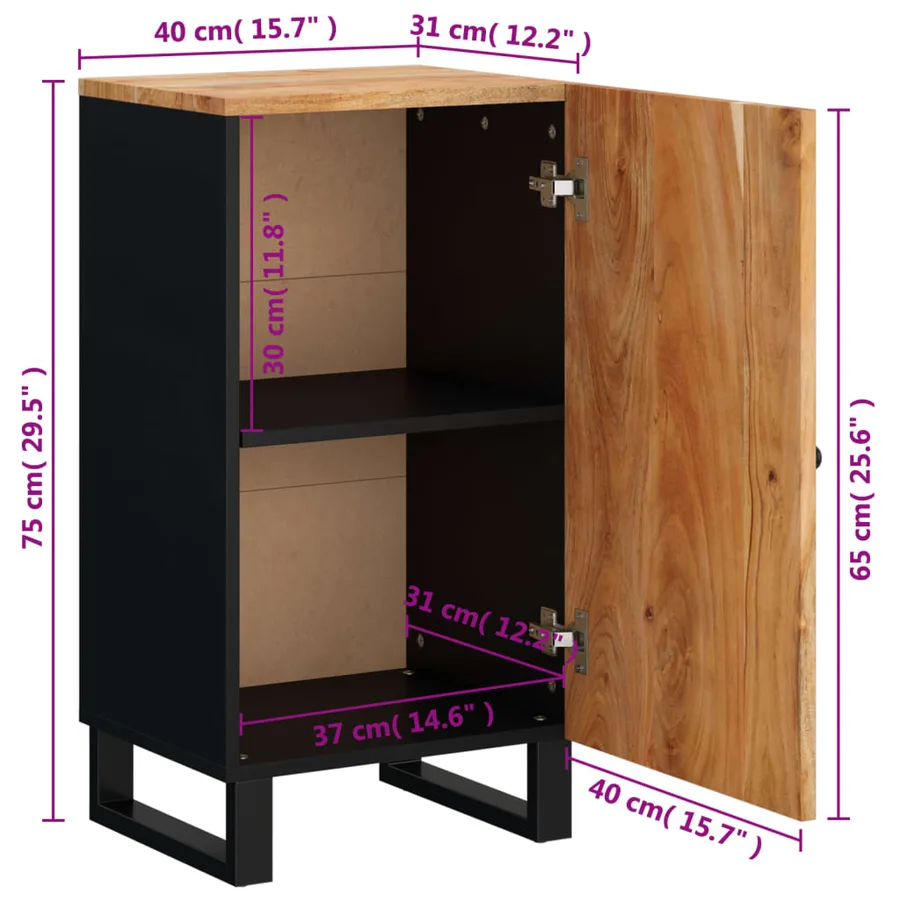 Buffet avec porte 40x31x75 cm bois massif d'acacia - 9
