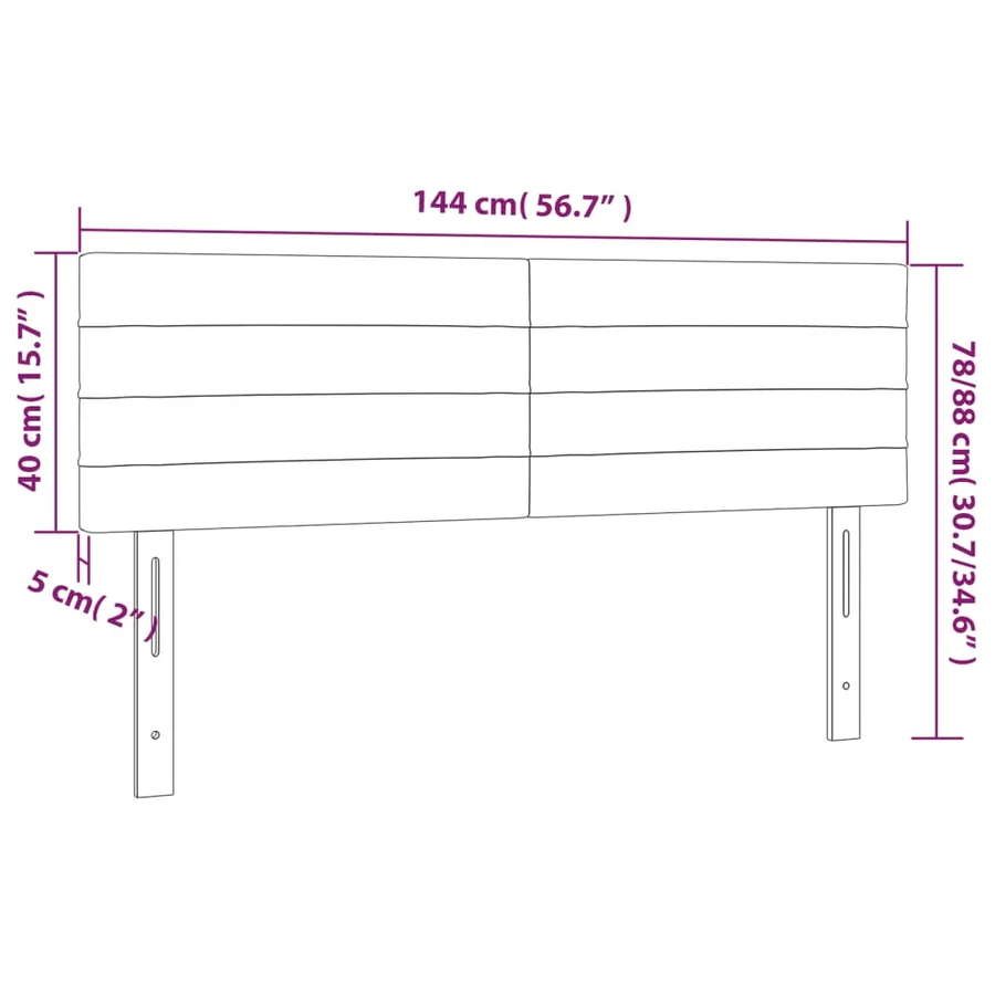 Tête de lit à LED Noir 144x5x78/88 cm Tissu - 6