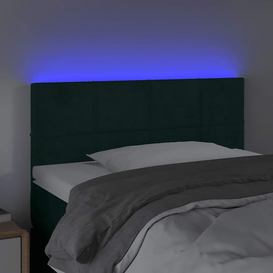 Tête de lit à LED Vert foncé 100x5x78/88 cm Velours - 3