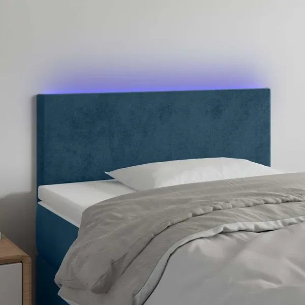 Tête de lit à LED Bleu foncé 100x5x78/88 cm Velours