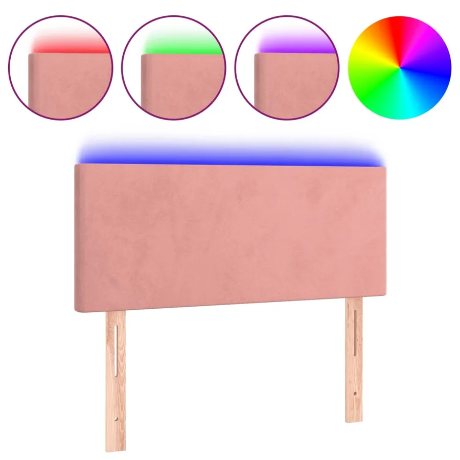 Tête de lit à LED Rose 90x5x78/88 cm Velours - 2