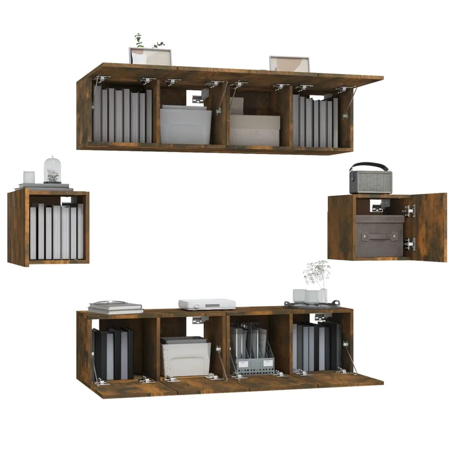 Ensemble de meubles TV 6 pcs Chêne fumé Bois d'ingénierie - 4