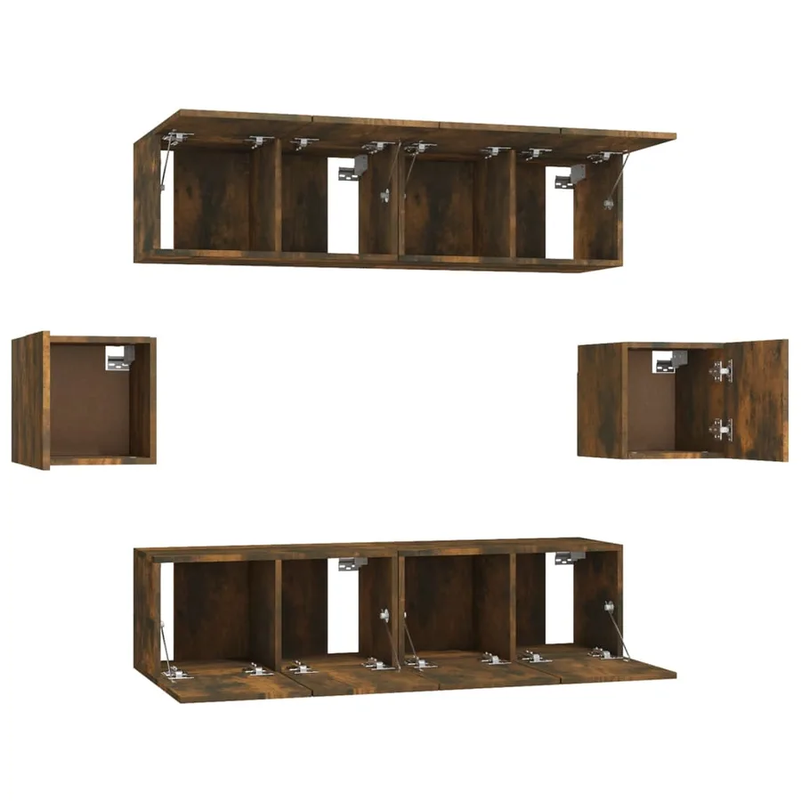 Ensemble de meubles TV 6 pcs Chêne fumé Bois d'ingénierie - 5