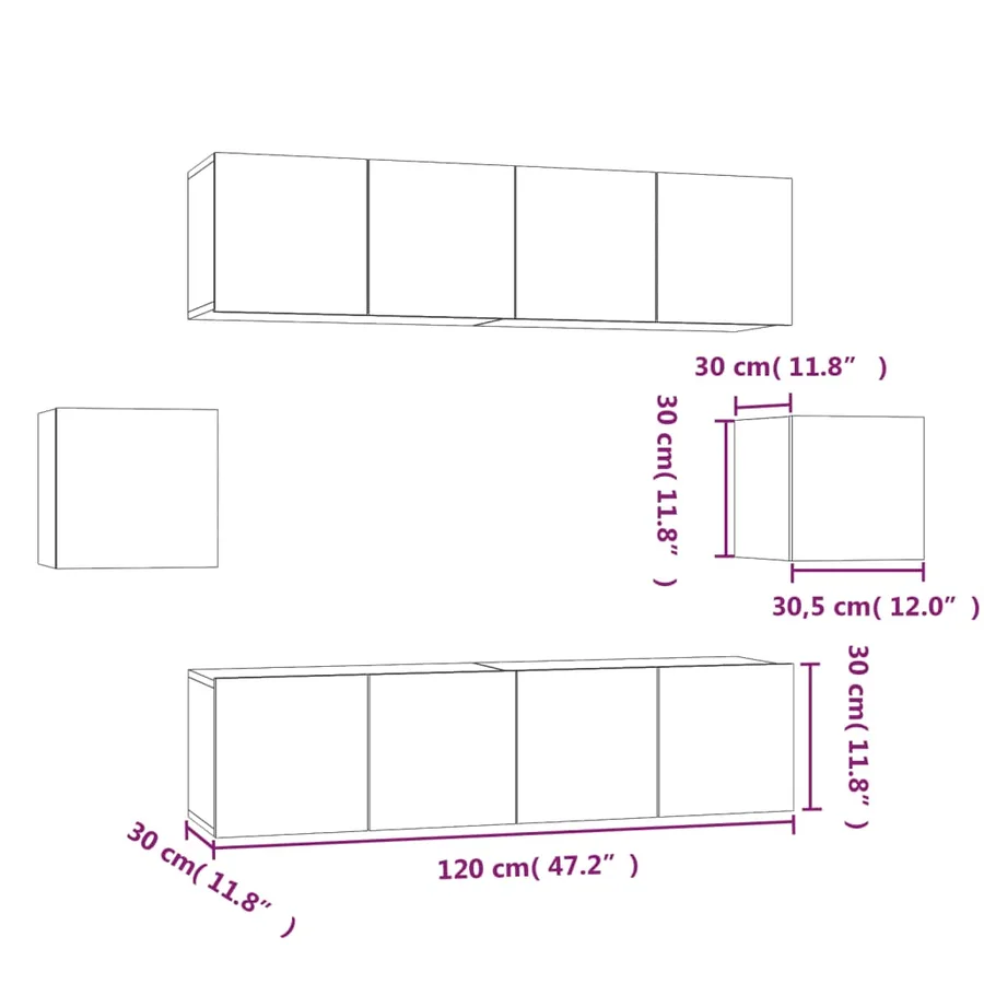Ensemble de meubles TV 6 pcs Chêne fumé Bois d'ingénierie - 7