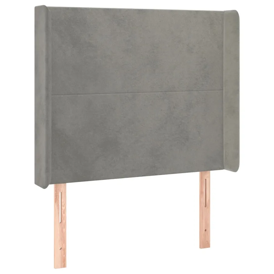 Tête de lit avec oreilles Gris clair 93x16x118/128 cm Velours - 2
