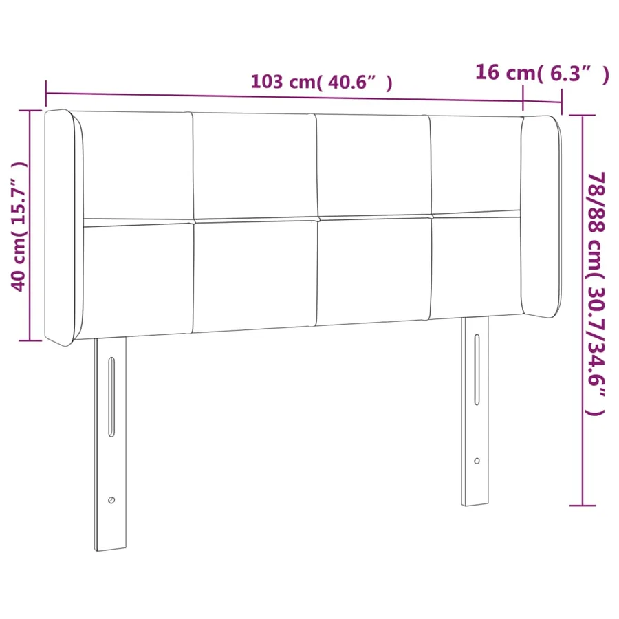 Tête de lit avec oreilles Rose 103x16x78/88 cm Velours - 9