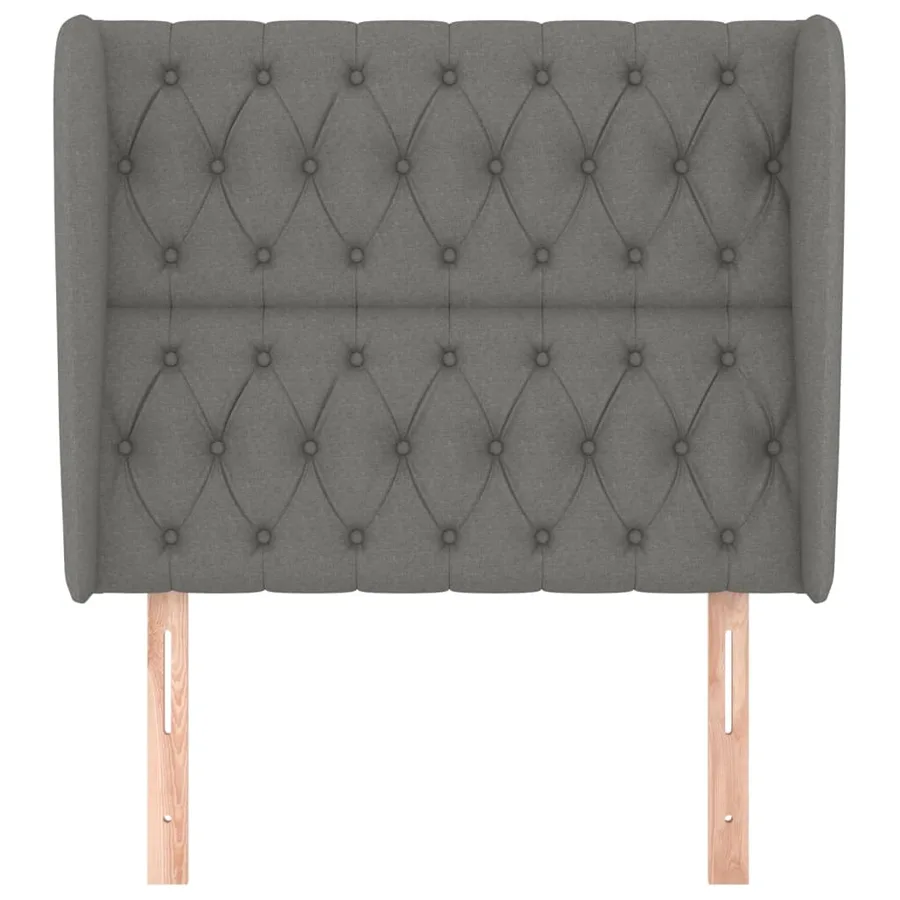 Tête de lit avec oreilles Gris foncé 93x23x118/128 cm Tissu - 3