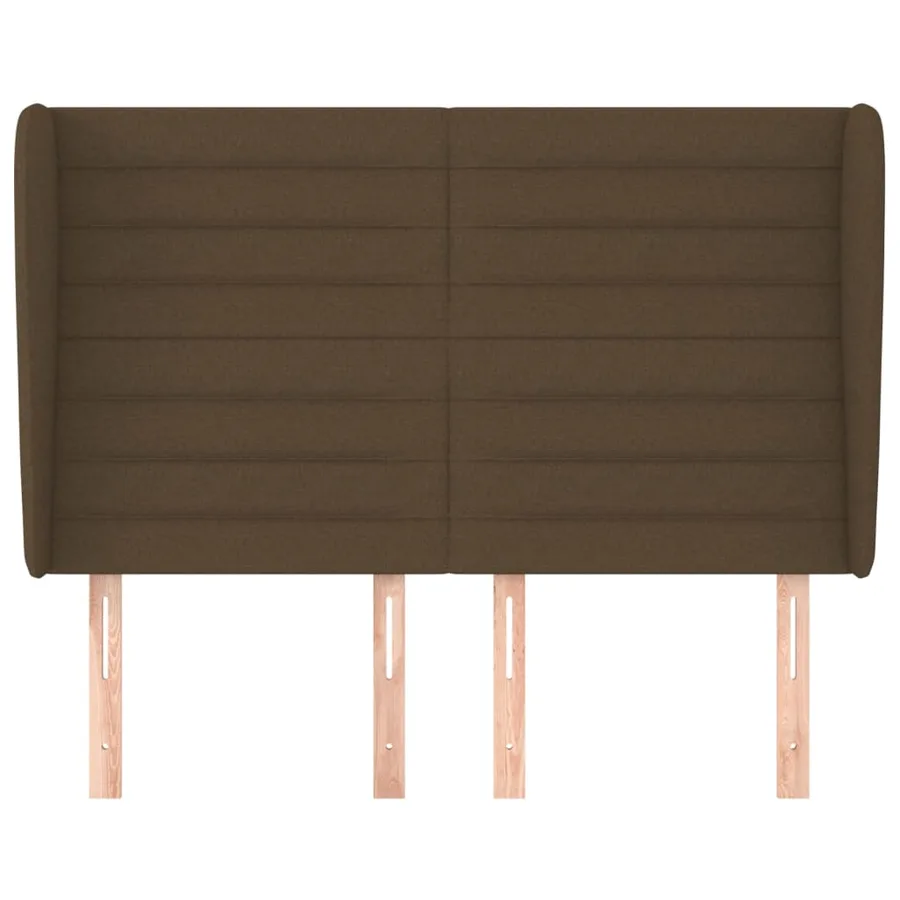 Tête de lit avec oreilles Marron foncé 147x23x118/128 cm Tissu - 3