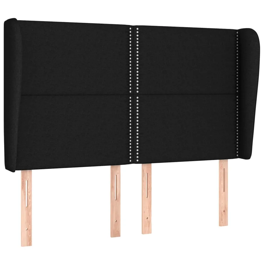 Tête de lit avec oreilles Noir 147x23x118/128 cm Tissu - 2