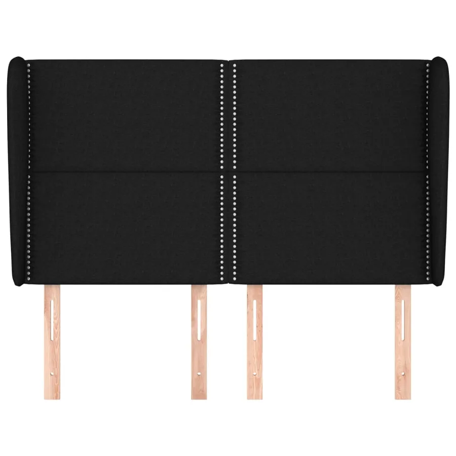 Tête de lit avec oreilles Noir 147x23x118/128 cm Tissu - 3