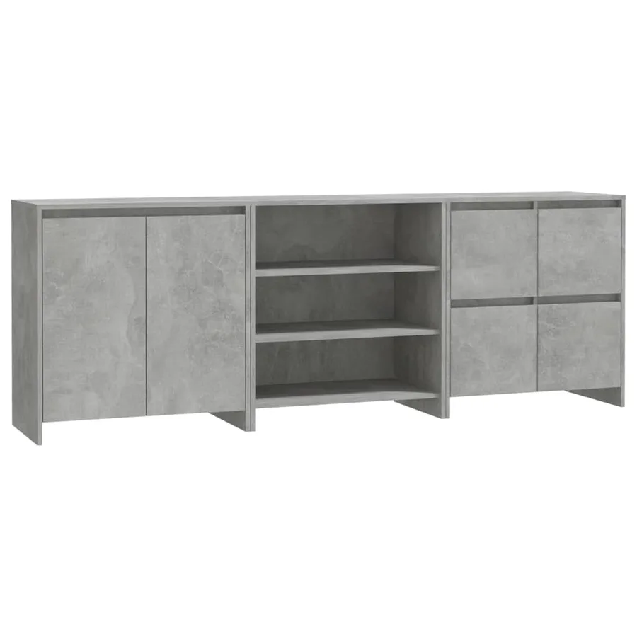 Buffets 3 pcs Gris béton Bois d'ingénierie - 2