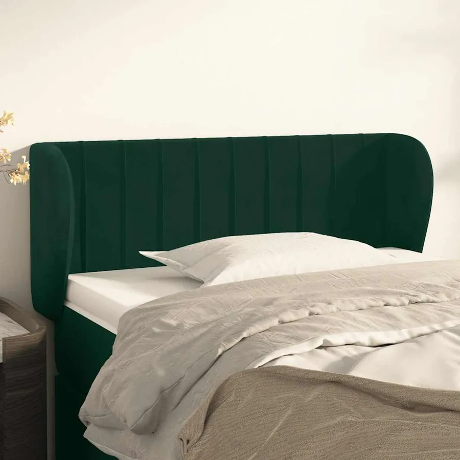 Tête de lit avec oreilles Vert foncé 93x23x78/88 cm Velours