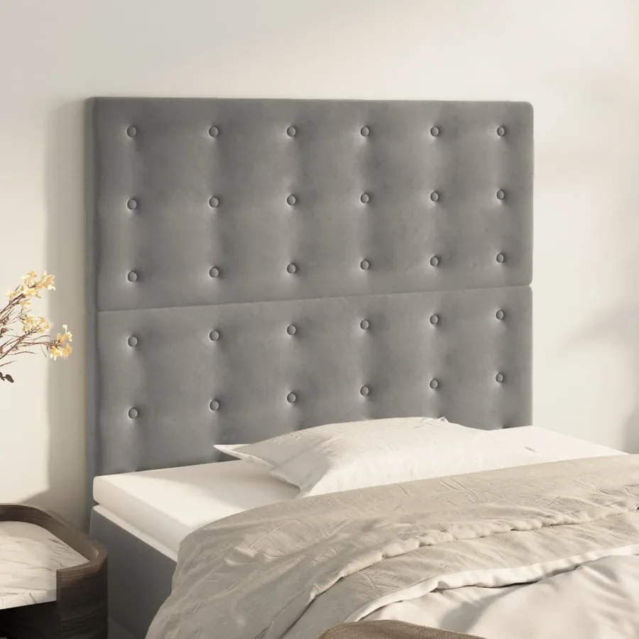 Tête de lit Gris clair 80x5x118/128 cm Velours
