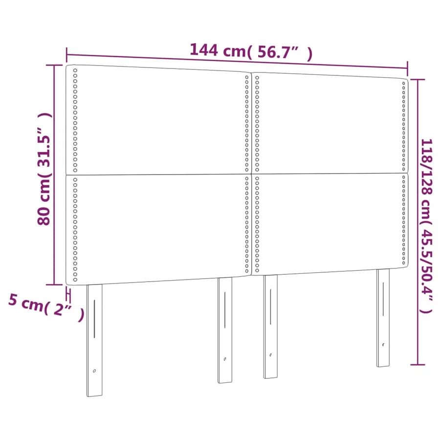 Tête de lit Crème 144x5x118/128 cm Tissu - 8