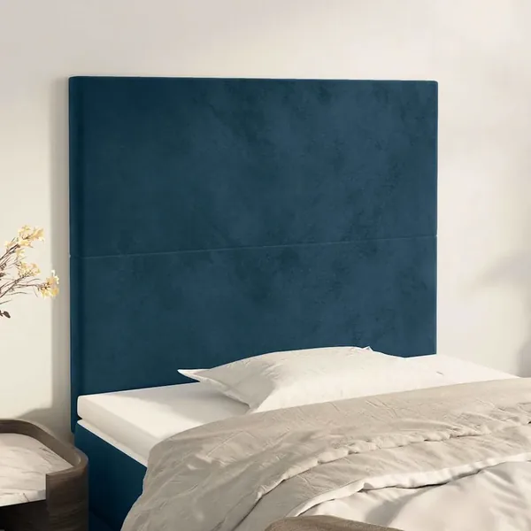 Tête de lit Bleu foncé 80x5x118/128 cm Velours