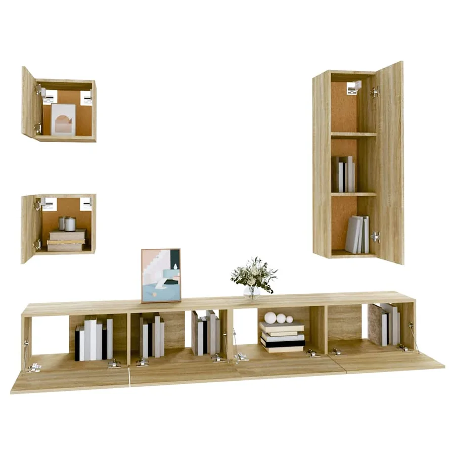 Ensemble de meubles TV 5 pcs Chêne sonoma Bois d'ingénierie - 4