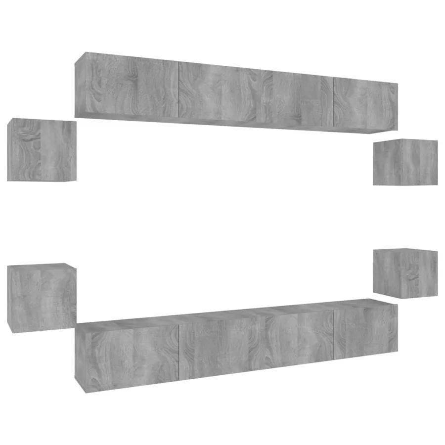 Ensemble de meubles TV 8 pcs Sonoma gris Bois d'ingénierie - 2