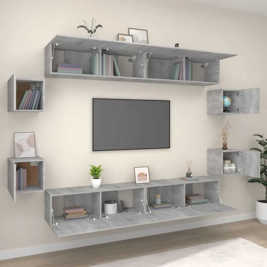 Ensemble de meubles TV 8 pcs Sonoma gris Bois d'ingénierie - 3