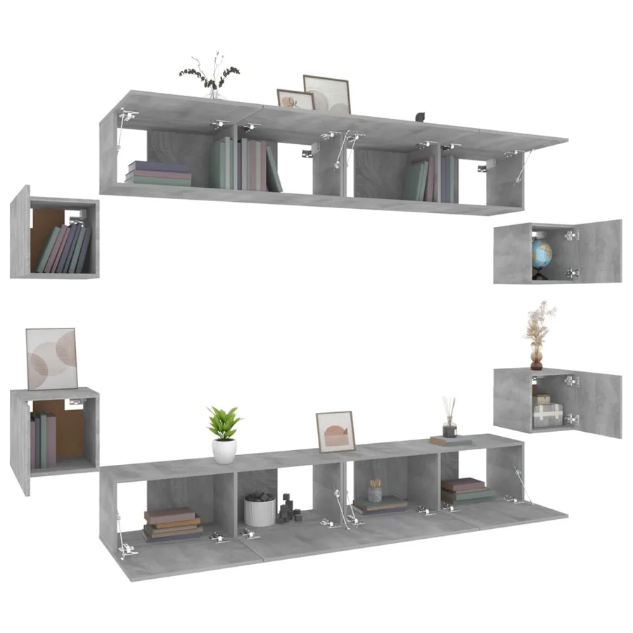 Ensemble de meubles TV 8 pcs Sonoma gris Bois d'ingénierie - 9